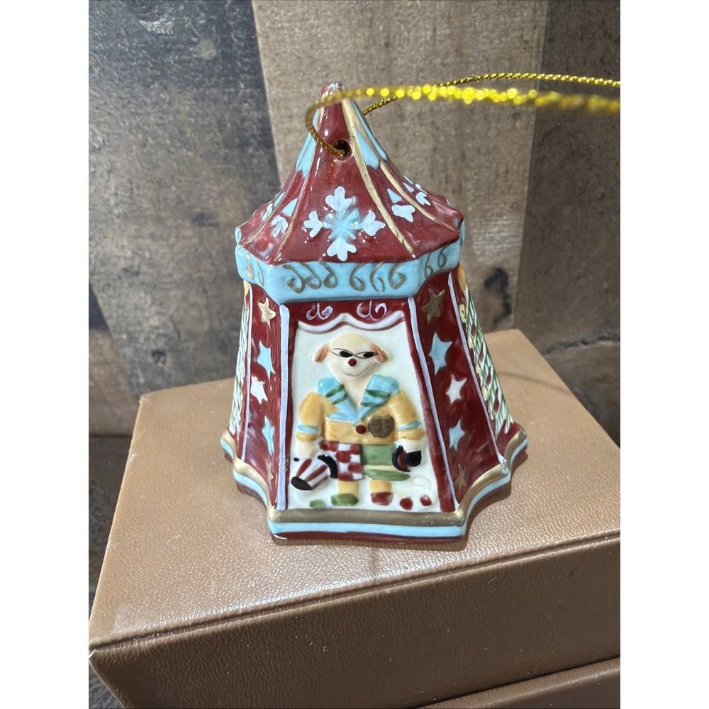 Villeroy & Boch Porcelain Christmas Bell Circus Carousel Clown Ornament 1989 Vtg
